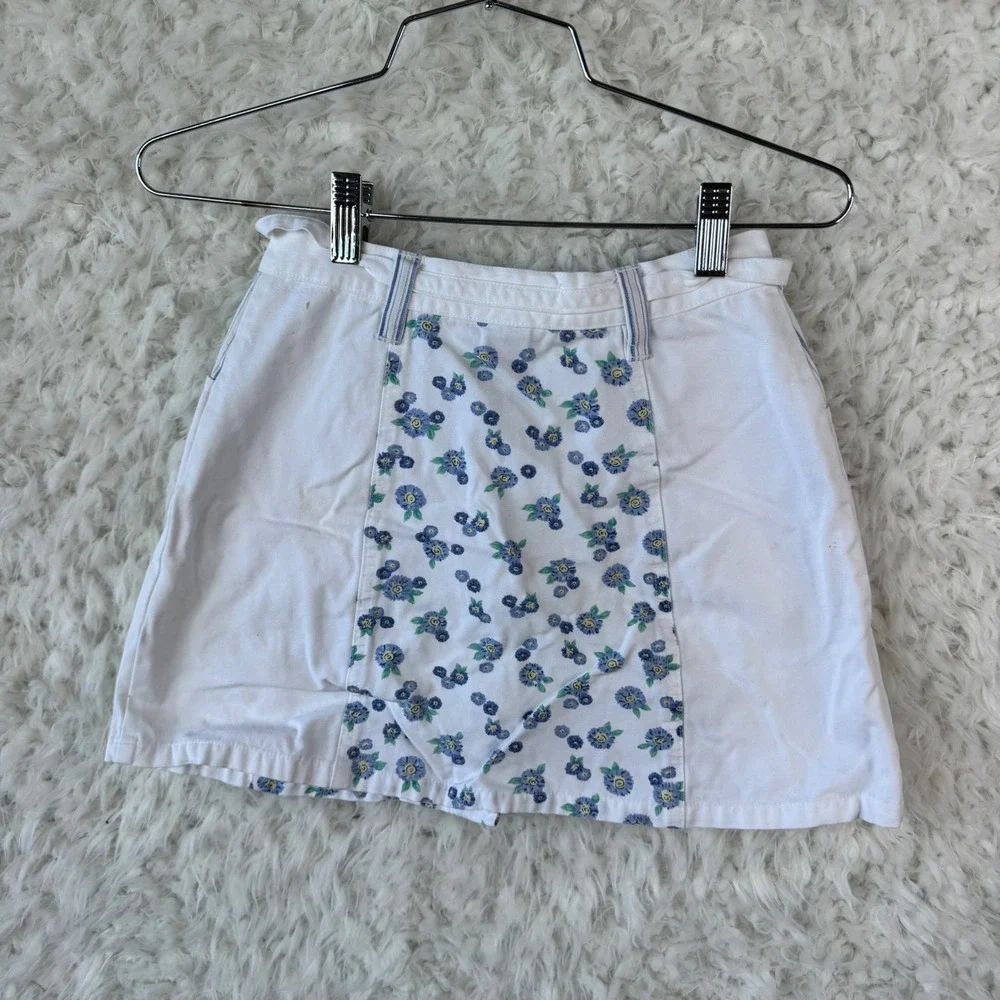 Cherokee‎ Girls 2 Piece Set Vest 10/12 + Skirt 7/8 White Blue Western Floral